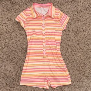 Amazon Pink and Orange Striped Jumpsuit